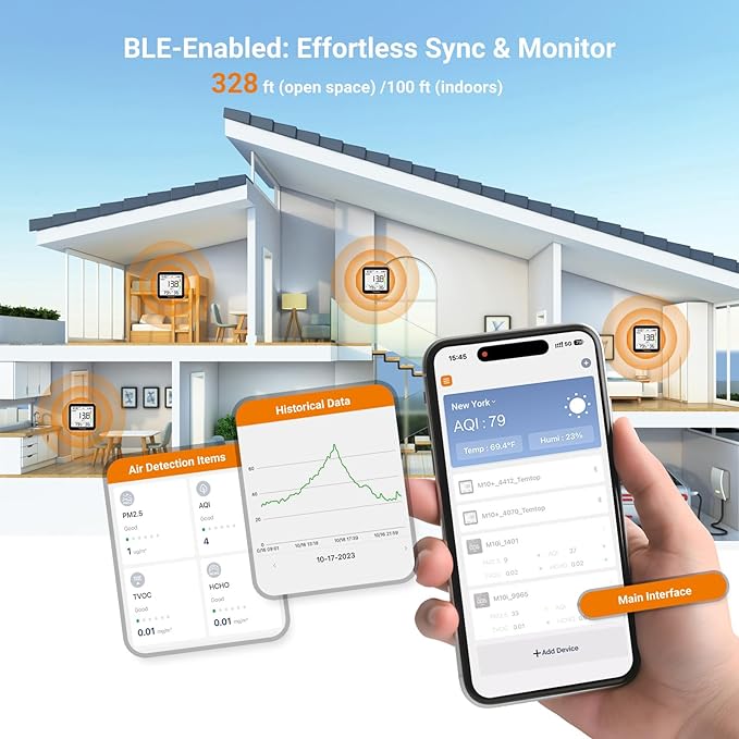 Temtop M10+ 6-in-1 CO2 Meter & Indoor Air Quality Monitor | PM2.5, E-Ink Display - Image 6