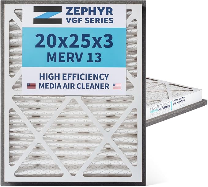 Zephyr 20x25x3 VGF Merv 13 Pleated Air Cleaner Filters - Image 2