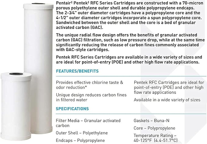 Pentair Pentek RFC-20BB Big Blue Carbon Water Filter, Whole House Heavy Duty - Image 4