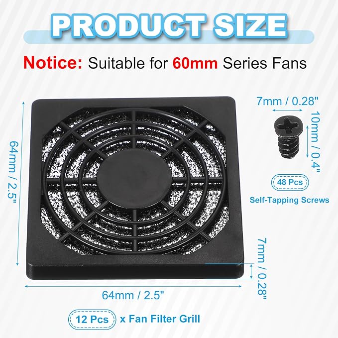 PATIKIL 60mm Fan Filter Grill - Image 2