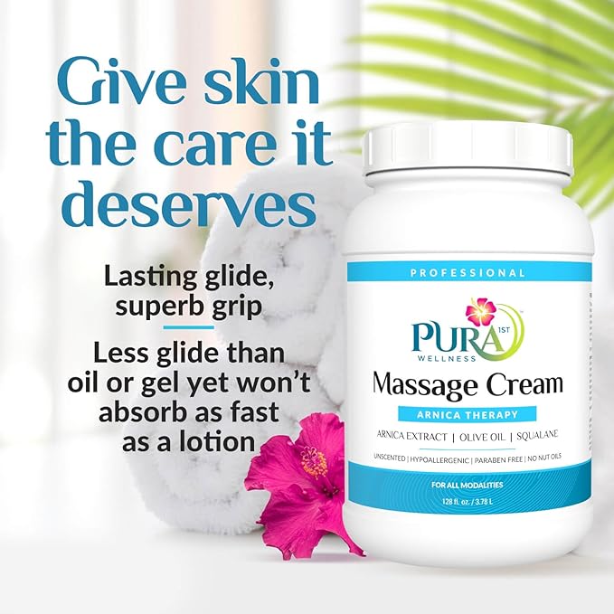 Wellness Professional Arnica Therapy 128oz Massage Cream, for Bruising, Olive Oil, Arnica Extract, Unscented, Hypoallergenic, Natural, Skin Moisturizing & Hydrating, Deep Tissue, Wellness