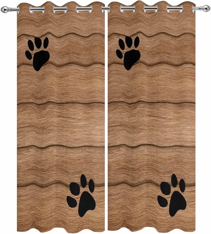 Wood Grain Outdoor Curtains for Patio Claws Animals Wooden Vintage Waterproof - Image 9
