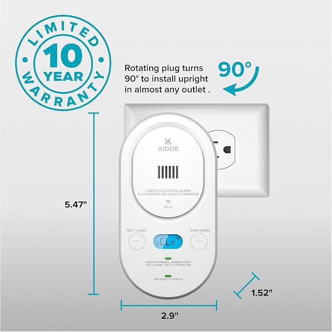 Kidde Smart Carbon Monoxide Detector & Indoor Air Quality Monitor, Plug-in - Image 9