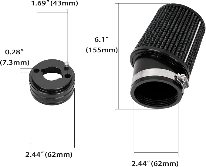High Performance Upgraded 62mm Air Filter Adapter Intake and Spark Plug Kit - Image 2