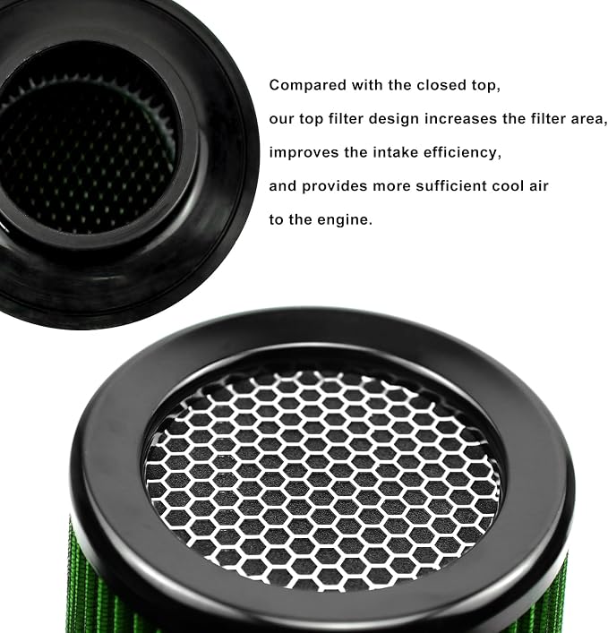 RYANSTAR RACING 76mm 3" High Flow Round Tapered Cone Cool Air Filter Cleaner - Image 5