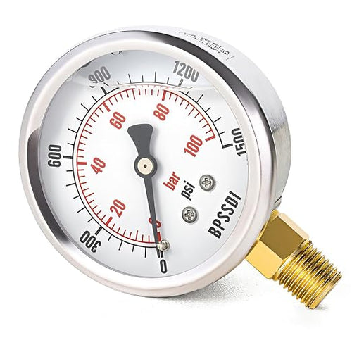 0-1500 Psi Glycerin Liquid Filled Hydraulic Pressure Gauge, 2.5" Dial Size by BPSSDI
