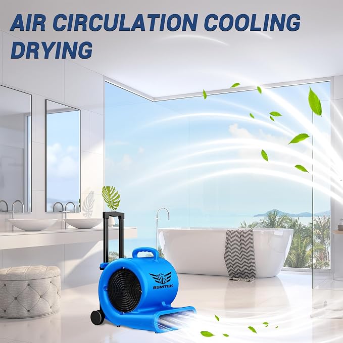 5000 CFM 1HP Air Mover Blower Fan, Floor Blower Dryer, 3 Speeds, 4 Adjustable - Image 7
