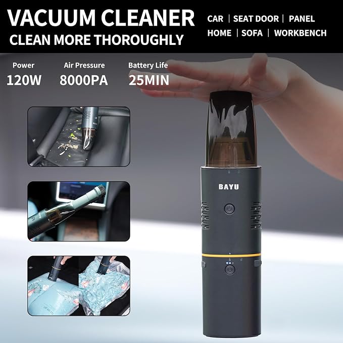 BAYU 3 in 1 Car Smart Kit, 8000PA Car Vacuum Cleaner, 200PSI Cordless Pressure - Image 5