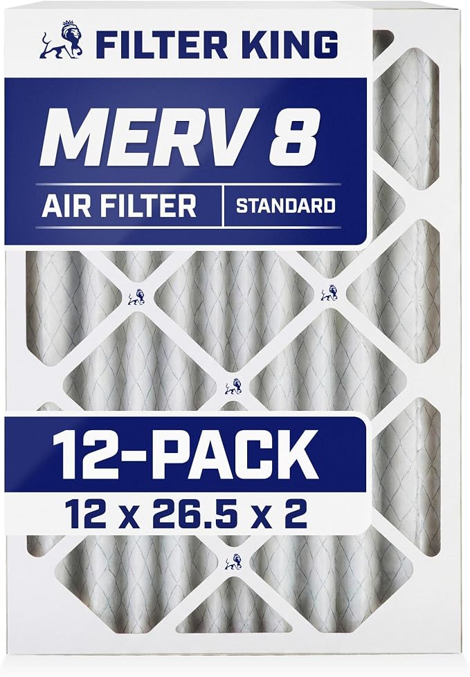 Filter King 12x26.5x2 Air Filter | 12-PACK | MERV 8 HVAC Pleated A/C Furnace by FilterKing
