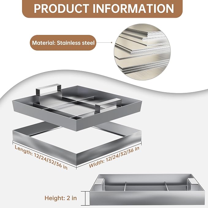 36x36 inch Stainless Steel Invisible Manhole Cover and Frame, Square Recessed - Image 2