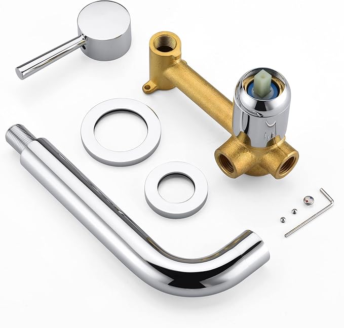 SUMERAIN Wall Mounted Bathtub Faucet, Single Handle Tub Faucet Set Including Rough-in Valve, Chrome