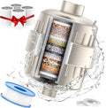 Shower Water Filter - 24 Stage Shower Filter Shower Head Filter for Hard Water with 4 Replaceable Filter Cartridges Protects Your Skin and Hair from Chlorine and Heavy Metals in Water, Brushed Nickel