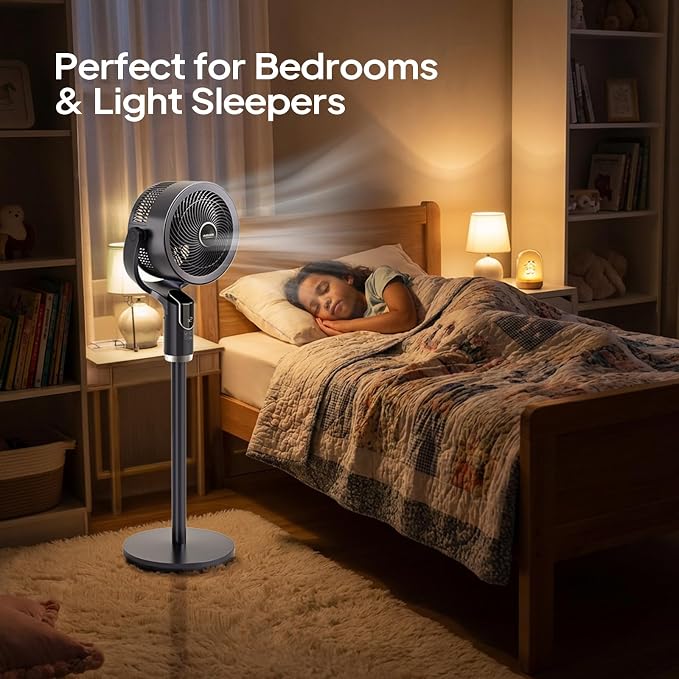 ROVSUN 3-in-1 Standing Fan for Bedroom, 90°+90°Omni-directional Oscillating Fan - Image 6