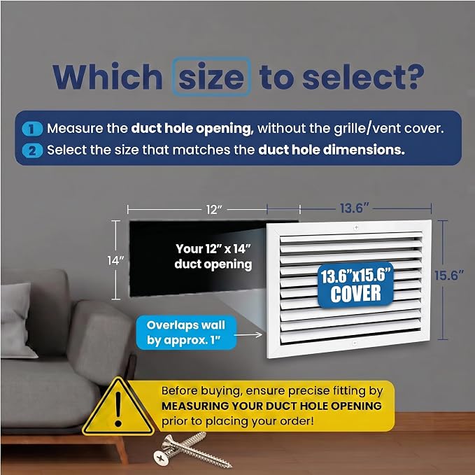 12x14 Aluminum 1-Way Air Vent Cover Wall or Ceiling Register – Multi-Shutter - Image 2