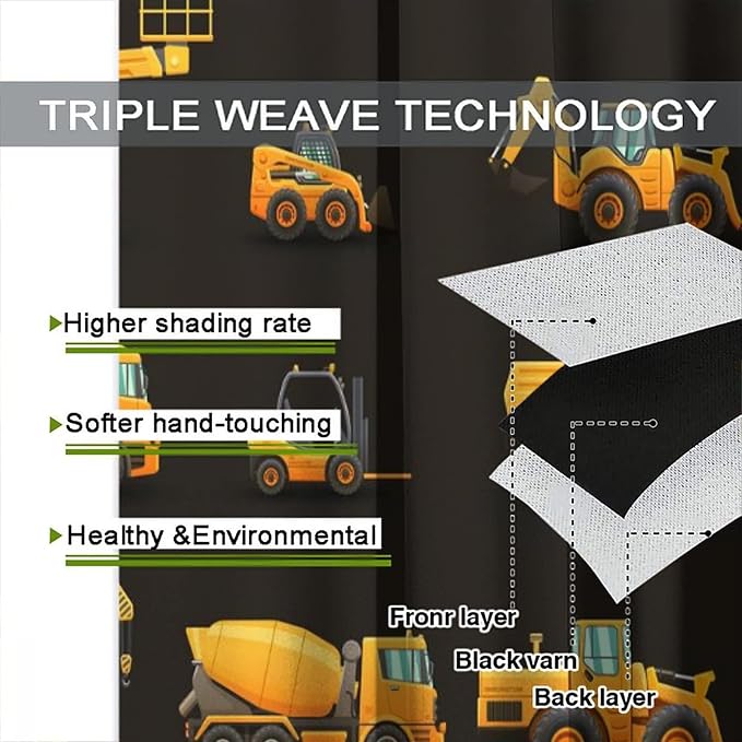 Kids Construction Window Curtains, Construction Machinery Equipment Mode of - Image 7