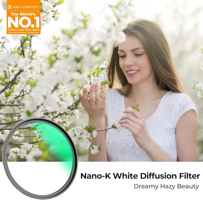 K&F CONCEPT 77mm White Mist 1/4 Filter, 18 Multi-Layer Coatings Dreamy Soft - Image 2
