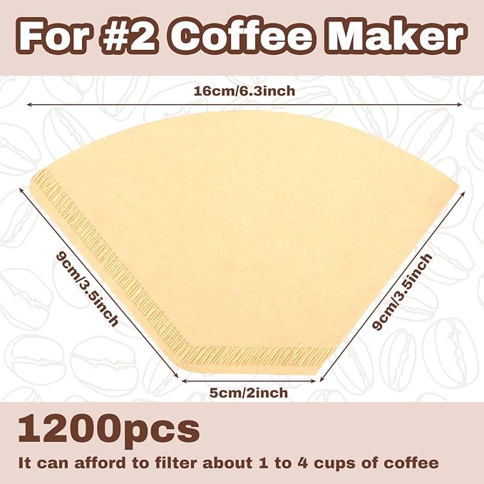 Teling 1200 Count Coffee Filter #2, cone Filters Bulk Disposable Natural Paper - Image 2