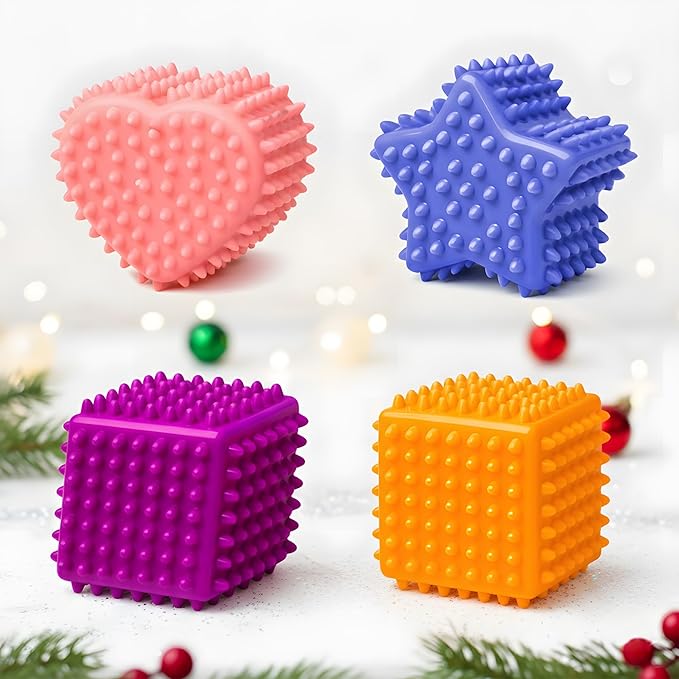Soft Spiky Sensory Balls - Montessori Toys Baby Balls 6 to 12 Months Textured Geometric Shapes for Babies' Sensory Development,Massage Sensory Ball for Toddlers 1-3 Bright Colors Easter Gifts