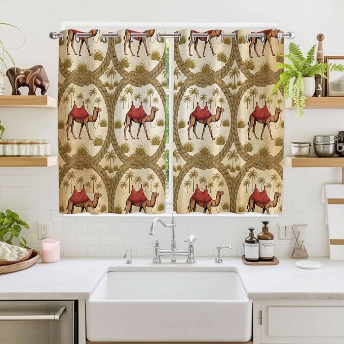2 Panel Kitchen Cafe Curtains, Window Decor Tier Curtains - Image 2