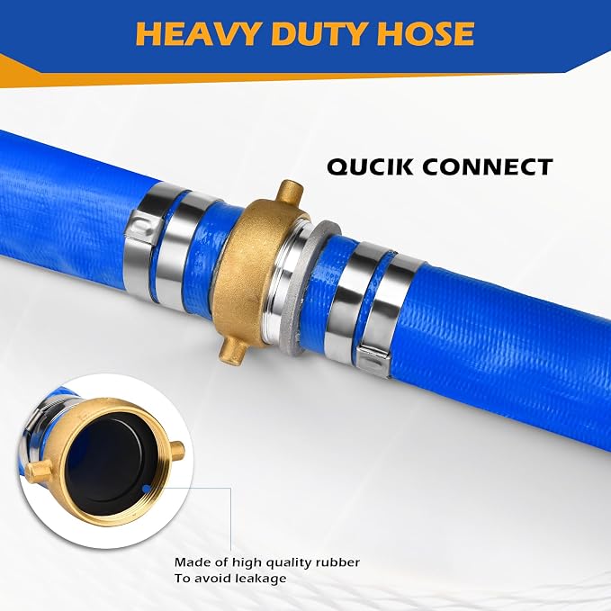 1.5" x 50 ft Discharge Hose for Swimming Pools, Heavy Duty PVC Lay Flat Water - Image 3