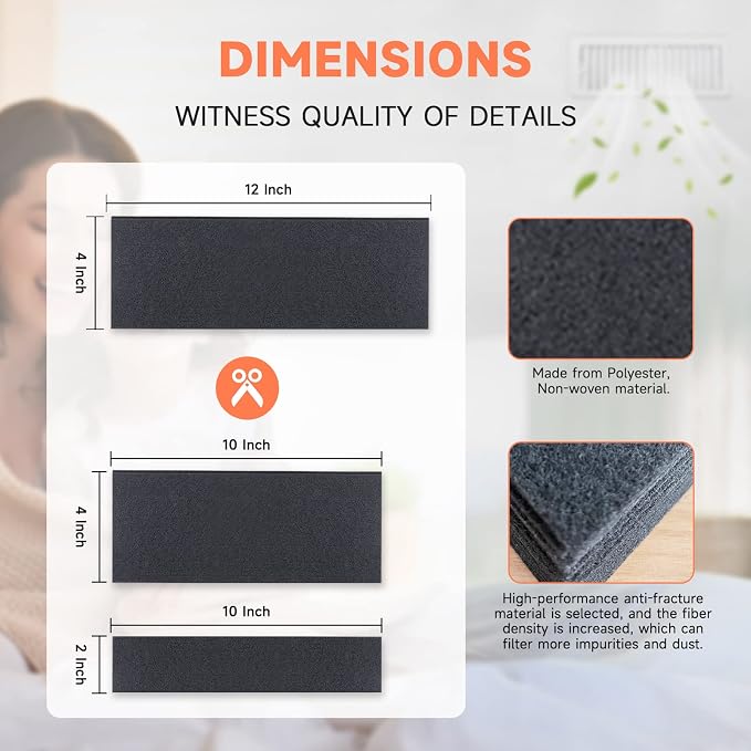4 x 12 Inch Air Vent Filters Activated Charcoal Carbon Filter Premium Floor - Image 4