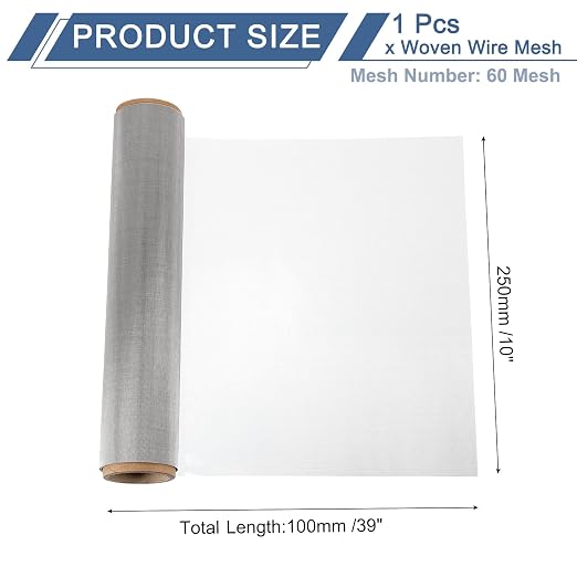 uxcell 60 Mesh 39" x 10" Woven Wire Mesh, 304 Stainless Steel Air Vent Filter - Image 2