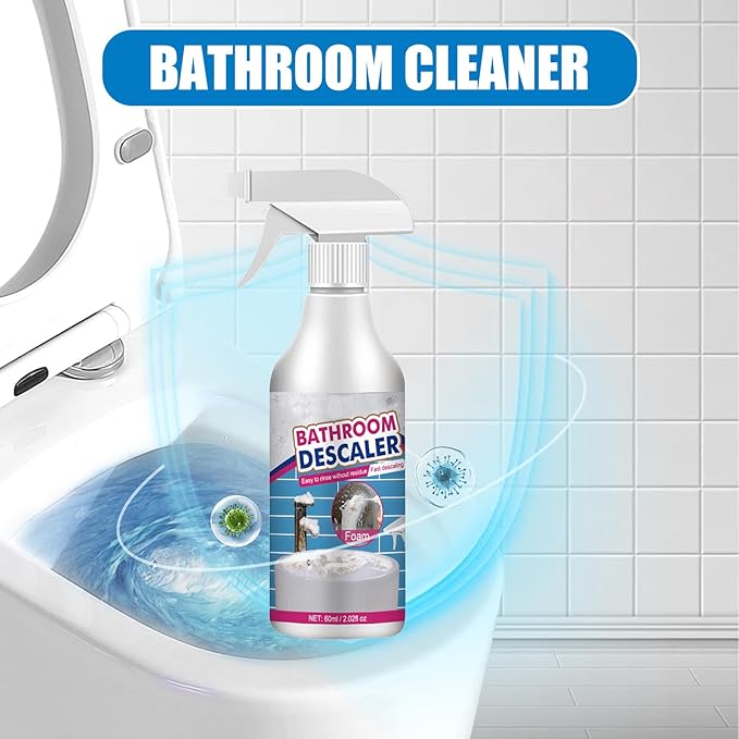 NBDIB 2PC Bathroom Descaler Foam Cleaner Spray,2025 Upgraded Stubborn Stains Cleaner, Bathroom Descaler Spray,All Purpose Rinse Cleaning Foam for Toilet, Bathtub, Tile, Glass and Sink
