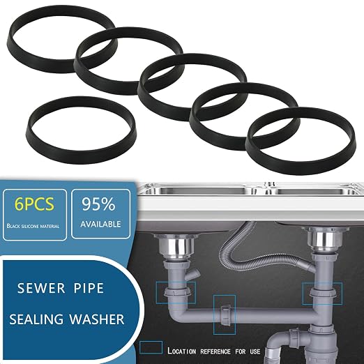 6PCS Kitchen Sink Filter Sealing Ring, Drain Pipe conical Rubber Gasket - Image 3