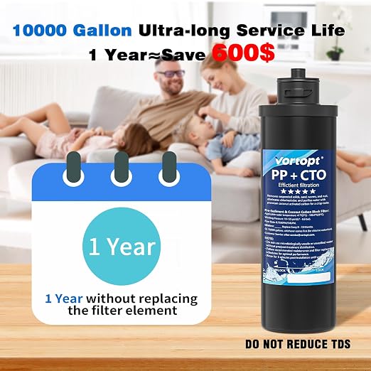 Vortopt Q1 Under Sink Water Filter System, Bad Taste & Odor, Under Counter - Image 5