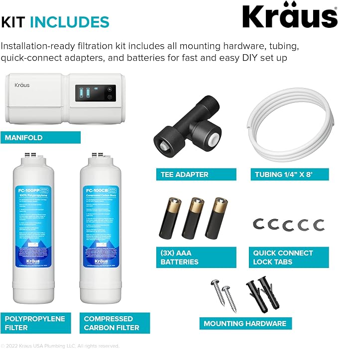 KRAUS Purita 2-Stage Carbon Block Under-Sink Water Filtration System - Image 9