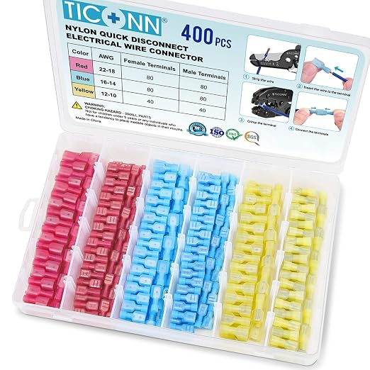 TICONN 400 Pcs Nylon Spade Quick Disconnect Connectors Kit, Electrical by TICONN