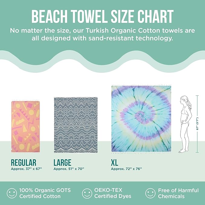 Sand Cloud Turkish Beach Towel - Sand Free - 100% Organic Turkish Cotton Yarn - Quick Dry Towel for Beach, Picnic, Blanket or Bath - As Seen on Shark Tank - Marine Life (Bubbles Turtle)