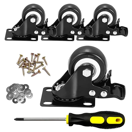 2" Swivel Casters Set of 4, Heavy Duty Locking Casters - Image 3
