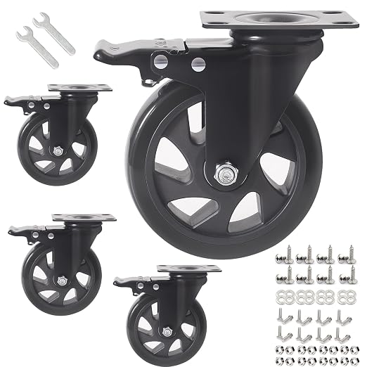 5 Inch Caster Wheels, Casters Set of 4, Heavy Duty Casters by YAEMIKY