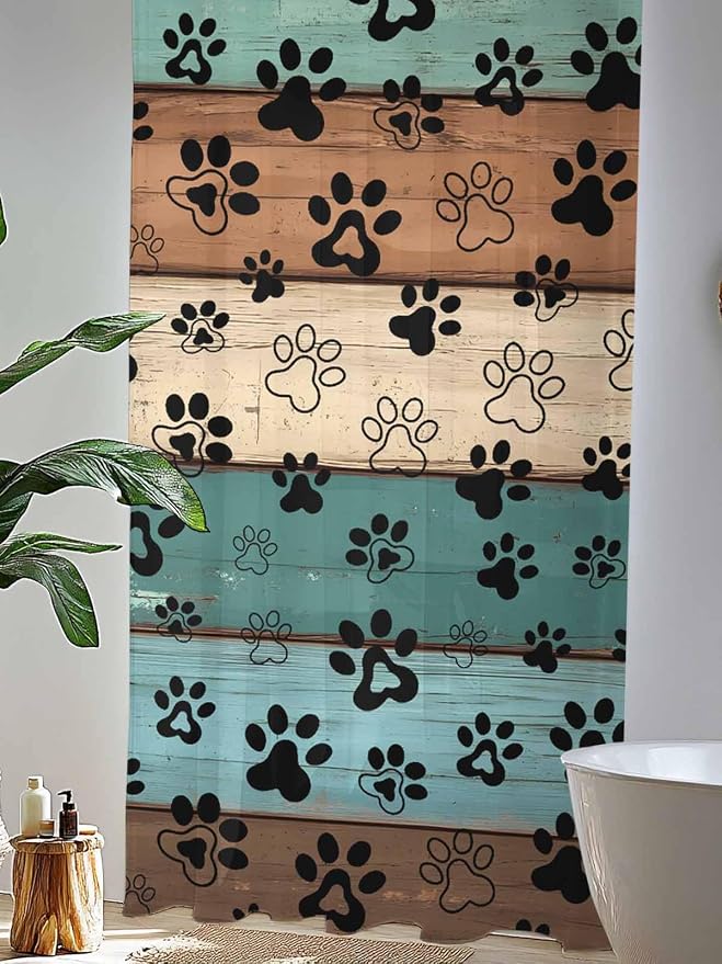 Sheer Curtains 96 Inches Long, Vintage Farmhouse Country Wooden Grain Privacy - Image 4
