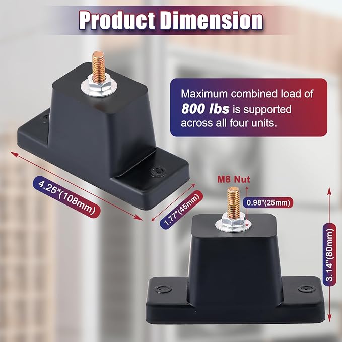 NYXOVA 8 Pack 60mm Rubber Vibration Isolator Mounting Brackets - Image 2
