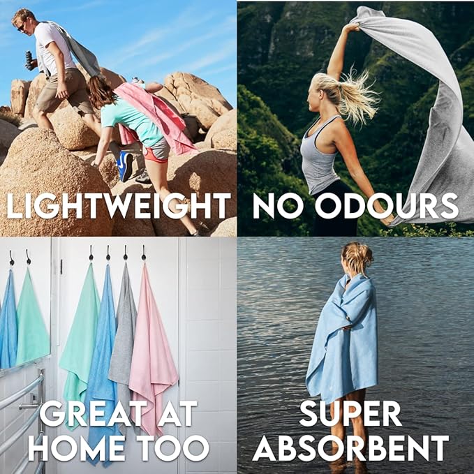 Dock & Bay Quick Drying Towel - for Sports & Gym - Compact, Lightweight - 100% Recycled - Includes Bag - Essential - Lagoon Blue - Extra Large (200x90cm, 78x35)