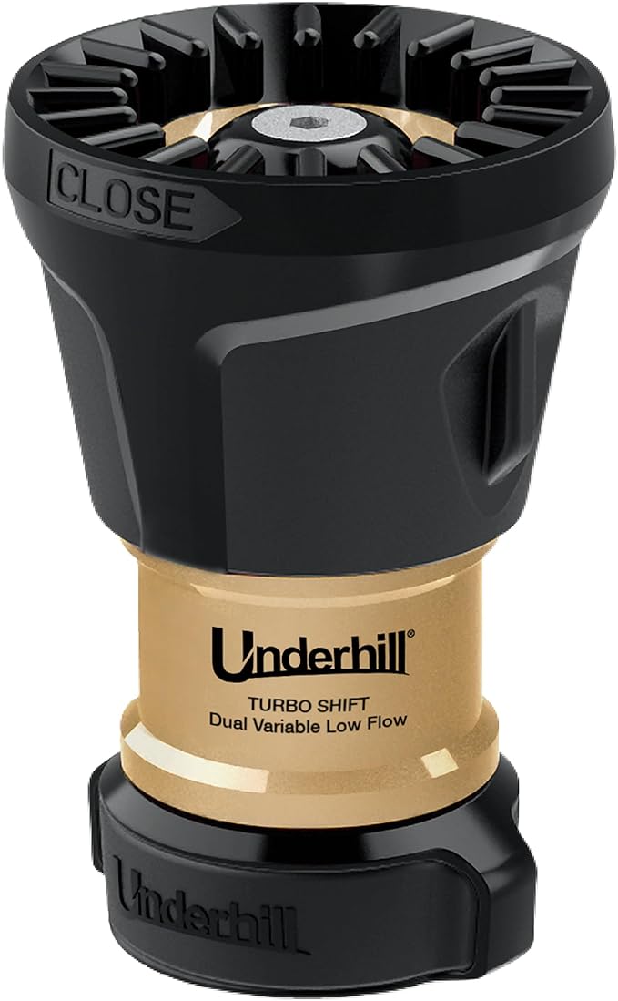 Underhill Magnum UltraMAX Premium PRO Series-TurboShift 1 Inch Garden Water Hose Nozzle, Sprayer, Jet, Metal and Rubber, Adjustable, NG650-DFH-10
