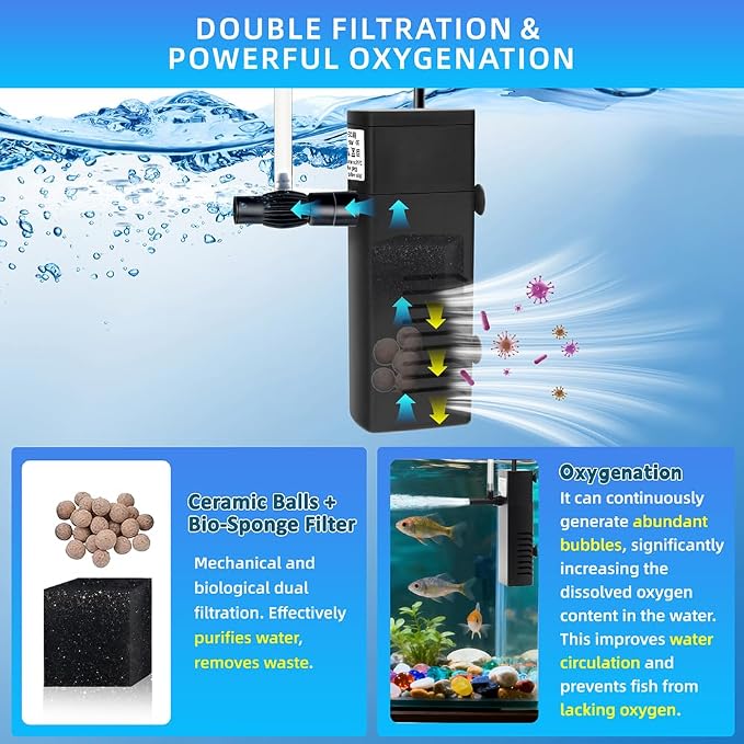 Submersible Internal Aquarium Filter Multiple Function Powerful Pump Fish Tank - Image 5