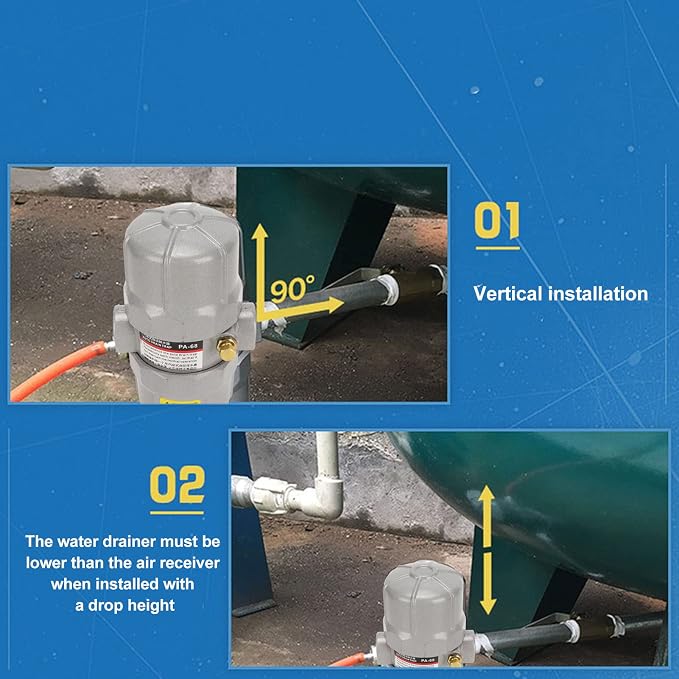 Universal Automatic Drain Valve Pneumatic Filter, 1/2in NPT Interface Drainage - Image 4