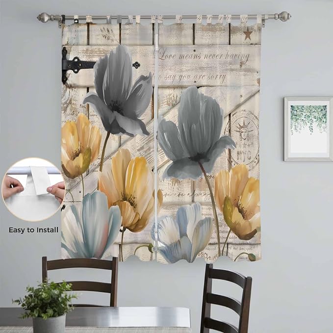 Spring Tulips Flower Living Room Curtains 84 Inch Length, Window Curtains Tab - Image 4