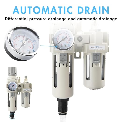 3/8" NPT Air Compressor Water Separator Regulator Filter Combo Compressed Air - Image 4