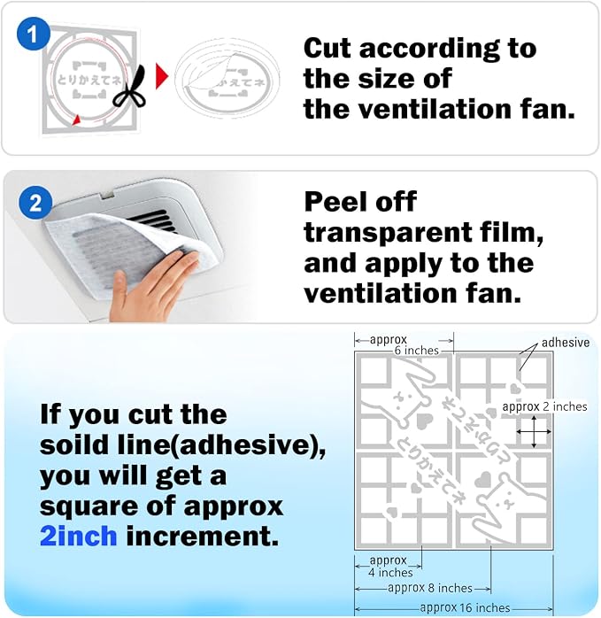 Easy Apply Dust Filter for Ventilation Fan, Peel & Stick, Self-Adhesive - Image 7