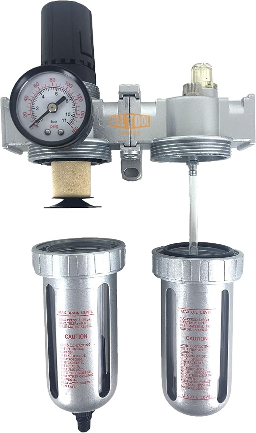 1/4" NPT Mid Flow Compressed Air In Line Filter Regulator Lubricator Oiler - Image 5