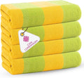 CASA COPENHAGEN Malibu Beach Towels Designed in Denmark Rough and Tough, Quick Dry, for Pool, Bath & Shower 30x60 inches 4 Pieces Cotton Beach Bath Towels Set - Green