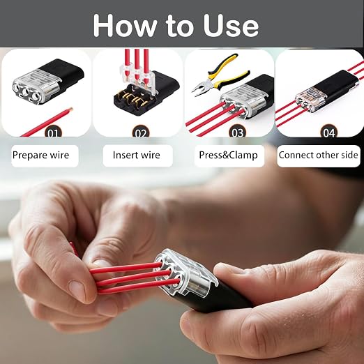 3-Pin Quick Wire Connector, LED Strip Light Connector, Pluggable Low Voltage - Image 2