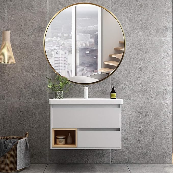 Round LED Bathroom Mirror Demister Pad IP44 Vanity Large Mirror Cold Light by Unknown