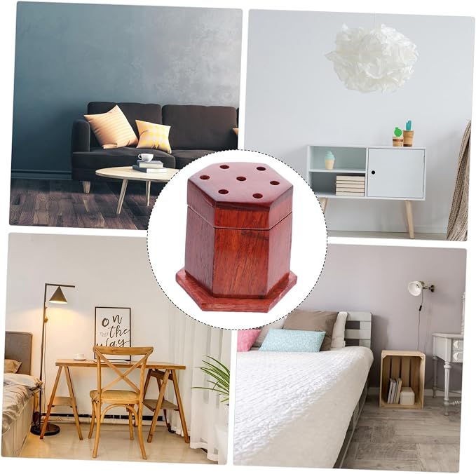 2pcs Hexagonal Wooden Incense Holder Rustic Finish Decorative Burner - Image 9