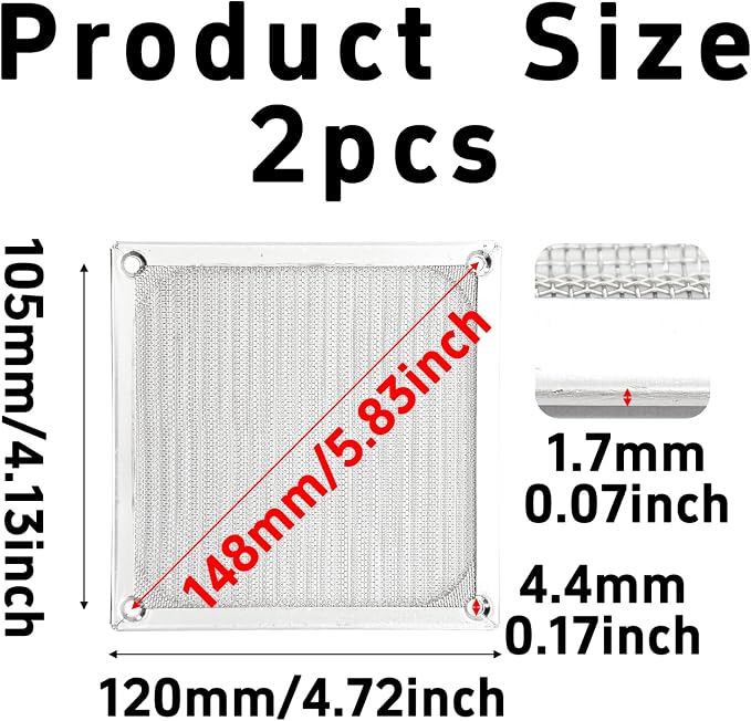 pson 2Pcs 120mm Computer Fan Dust Filter Grill - Image 2