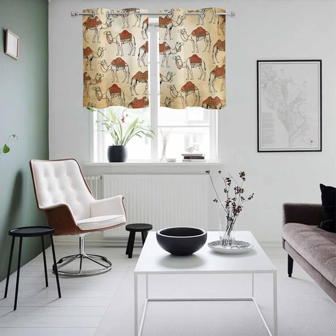 2 Panel Kitchen Cafe Curtains, Desert Sand Camel Sunlight Filtering Nature Air - Image 4